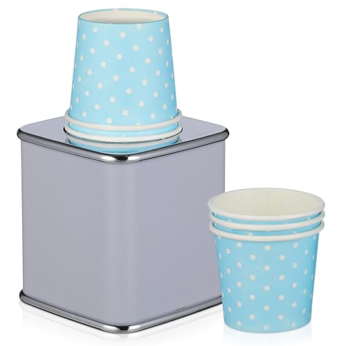 Image of DOITOOL Bathroom Cup Dispenser, 3oz Dixie Cup Dispenser with 10 Paper Cups, Dust-Proof Disposable Paper Cups Holder Mouthwash Holder for Bathroom Vanity Countertops