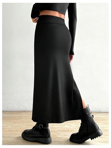 SOLY HUX Women's High Waisted Split Hem Skirt Bodycon Casual Long Skirts2
