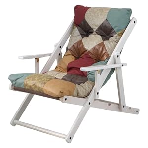 Totò Piccinni Poltrona Sedia Sdraio Harmony Relax in Legno Pieghevole 3 Posizioni (Patchwork Touch, Struttura Bianca) Large Patchwork Touch, Struttura Bianca