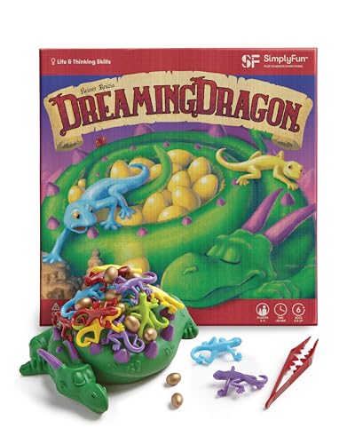 SimplyFun Dreaming Dragon - A Game for Kids Based on Steady Hands, Concentration, and A Little Luck - 2 to 4 Players - Kids Game Ages 6 & Up