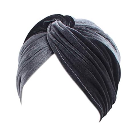 Surkat Women Pleated Twist Turban Beanie - Grey - One Size Cover