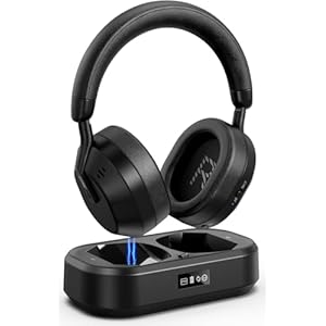 Auriculares inalámbricos para TV con pantalla LED, auriculares de TV inalámbricos para personas mayores con base de carga del transmisor, sin retardo de audio, Bluetooth V5.3, Plug and Play, regalo
