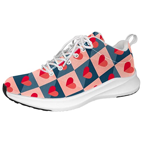 Generic - Chaussures de marche légères et décontractées à motif carrelé avec cœurs en papier, Multicolore, 39.5 EU