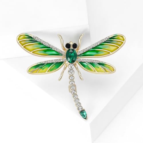 Image of Dragonfly Brooch and Pins for Women Enamel /Rhinestone Crystal Dragonfly Animals Brooches Jewelry for Mom Wife Elegant Dress Accessories Birthday Gifts