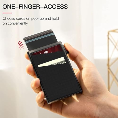Slim Card Holder Wallet for Men, Aluminum Alloy Card Holder RFID Blocking Thin Money Clip Side Push Slim Minimalist Wallet Case Secure Protection (One Size)4