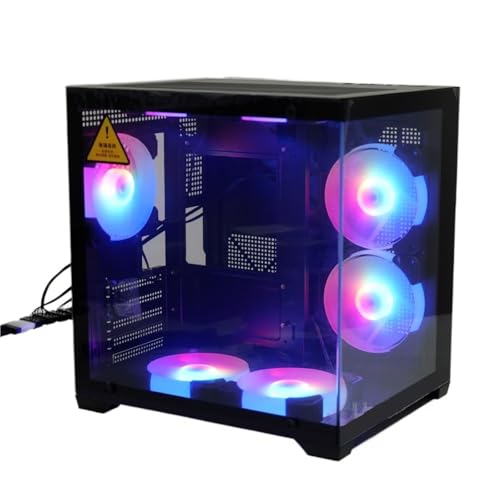 Gabinete para PC EWAIDI MANMU con panel de vidrio templado, ventilador, compatible con placas Micro ATX, tipo Mid Tower miniatura 1