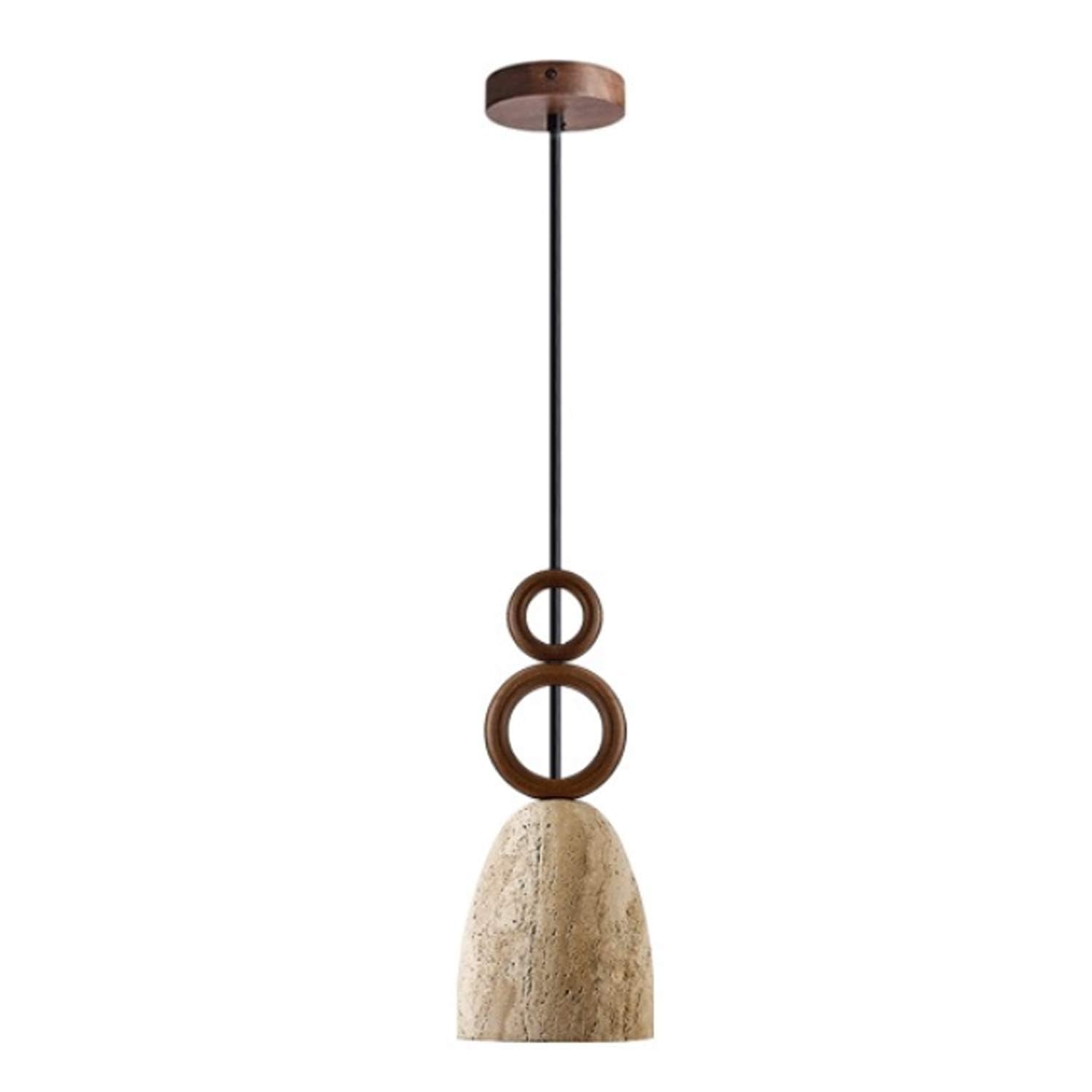 Generico Lampada A Sospensione In Travertino Naturale, A In Legno Retrò Per Sala Da Pranzo Con Isola Della Cucina