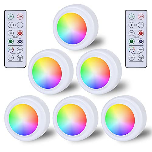 6 faretti LED RGB alimentati a batteria con telecomando, 16 colori che cambiano colore,...