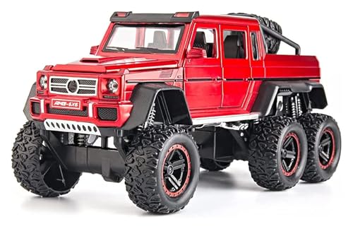 Image of 1:22 AMG 6x6 Diecast Metal Toy Car Model for Kids Pull Back Action Openable Doors with Light & Sound Features Durable Alloy Vehicle Collectible & Giftable (Red)