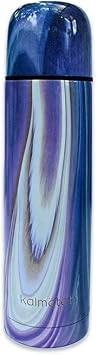 KALMATEH Thermo- Modern & Elegant Travel Size Thermo 500ml- Double Walled, Insulated Stainless Steel- For Yerba Mate, Coffee Camping Purple Marble