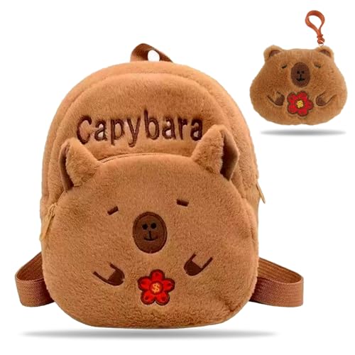 FOSDICK Capibara Mochila Bebe Guarderia, Lindo Motivos Animales Mochilas Escolares Infantil, Capybara Peluche Mochila Infantil, Capibara Mochila Preescolar, Mochilas Infantiles para Colegio, Viajar