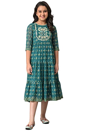 Robe décontractée verte enfant vêtement fille 10-11 ans Aurelia