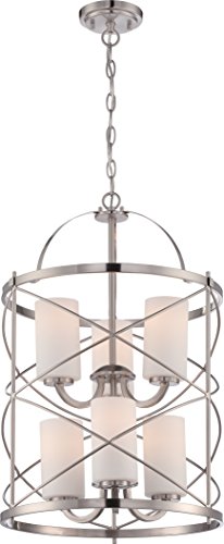 Nuvo Lighting 60/5329 Six Light Chandelier, Pwt, Nckl, B/S, Slvr