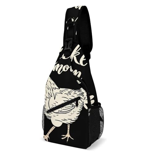 Chicken Mom Sling Backpack Crossbody Bags with Pocket for Women And Men Chest Bag for Travel Hiking