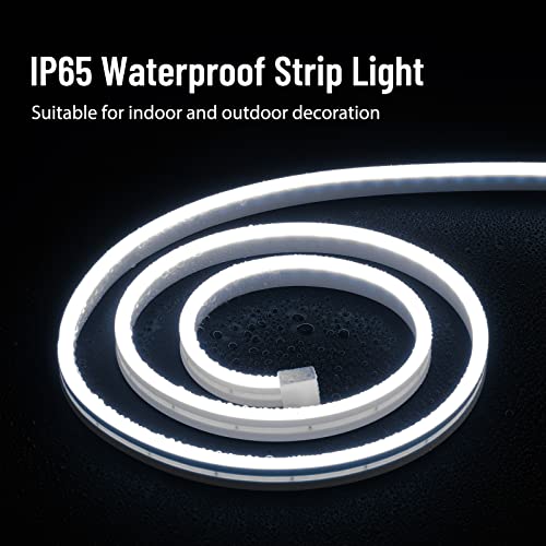 Glattever 16.4Ft/5M White Neon Led Strip Lights 12V 600 Leds Light Strip Silicone Waterproof Led Rope Lights Flexible Cuttable Led Lights For Indoors Outdoors Diy Decor (Power Adapter Included) #TOP5