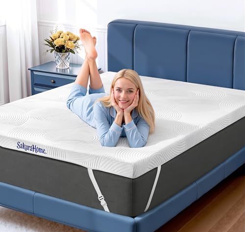 SakuraHome Matratzentopper 140x200cm - H3/H4 Gel Memory-Schaum Matratzen Topper, ca. 8cm Höhe, für Boxspringbett Schlafsofa,CertiPUR-US & Öko-Tex Zertifiziert