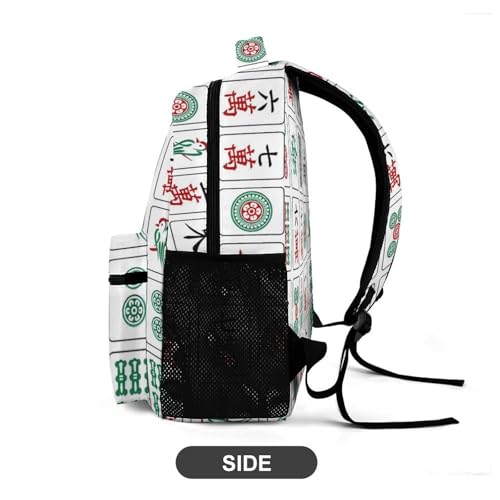 Mahjong Pattern Travel Backpack Casual Daypack Shoulder Bag with Adjustable Shoulder Straps4