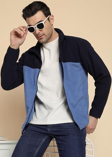 Image of Alan Jones Clothing Men's Fleece Full-Zip Jacket | Warm Puffy Polyester Jacket with Stand Collar & Piped Cuffs