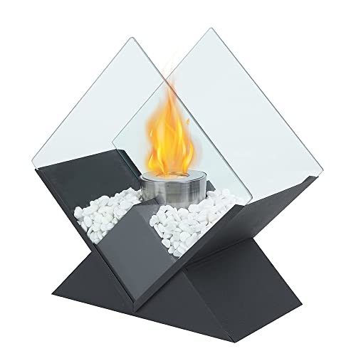 Diamond Portable Tabletop Fireplace 14.5" H Tabletop Fire Bowl Pot–Clean-Burning Bio Ethanol Ventless Fireplace For Indoor Outdoor Patio Parties Events(Black) #TOP1