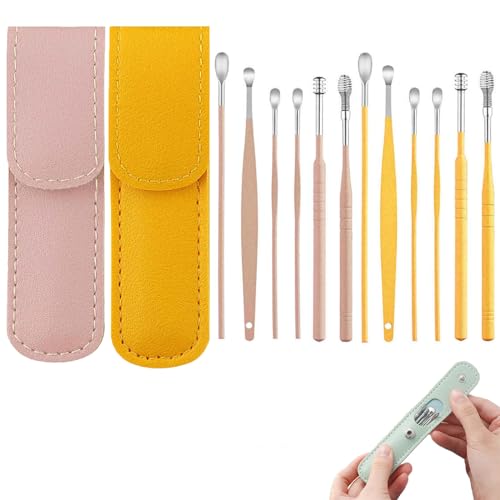 Primobe Ear Wax Cleaner Primobe Ear Wax Remover Innovative Spring Earwax Cleaner Tool Set 6 Pcs Ear Wax Removal Kit For Adults the Most Professional Ear Cleaning Master in 2023 (One Size, Pink+Yellow)
