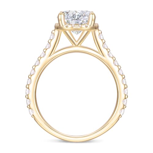 14K Moissanite Engagement Rings, 14K White Gold Ring, 14K 2ct Round cut Moissanite Rings for Women2