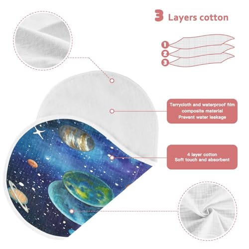 J JOYSAY Planet Starfield Darkblue Baby Burp Cloths for Boys Girls Large 22''x11'' Cotton 4 Layer Spit Up Burp Rags for Drool Newborn one sizex23