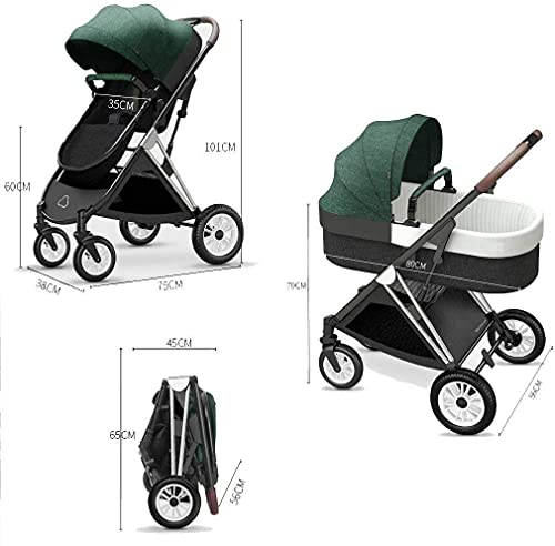 Zhiding 3 In 1 kinderwagen, kinderwagens en kinderwagens vanaf de geboorte, compacte anti-shock-wandelwagen met verstelbare rugleuning, lichtgewicht hoog landschap aluminium kinderwagen, extra grote o - Afbeelding 8