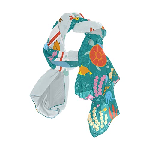 Women Long Silk Scarf, Satin Shawl Chiffon Large Stole Headscarf Sunscreen Wrap