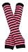 Punk Gothic Rock Long Arm Warmer Fingerless Gloves,Black Fuchsia