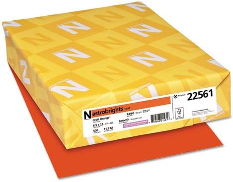 Color Paper, 24 lb Bond Weight, 8.5 x 11, Orbit Orange, 500 Sheets/Ream