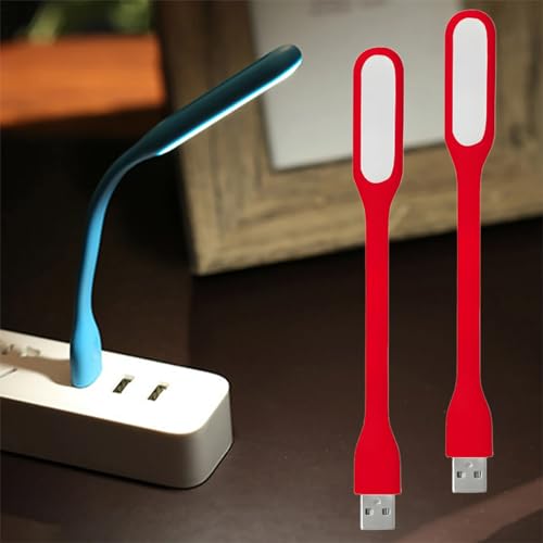 Image of 2Pack Mini USB Light for Keyboard - LED Laptop Computer Light, Flexible USB Night Light for Notebook PC, Adjustable Gooseneck Book Reading Lamp, Portable Home LED Lighting Source, Red