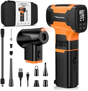 VEEAPE 3 in 1 Tire Inflator Portable Air Compressor, Air Pump, Air Duster, 2X Faster Inflation, 160PSI Cordless Pump with Gauge,7500mAh Battery,Power Bank,LCD Dual Screen for Car Bike Motorcycle Ball