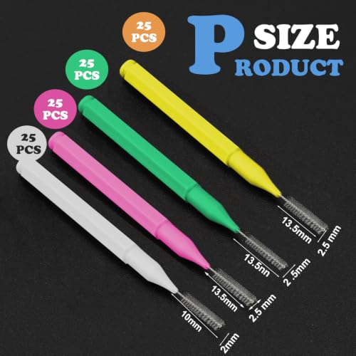 Image of Patelai 100 Pieces Braces Dental Brush for Cleaner Interdental Toothpick Dental Tooth Flossing Head Oral Hygiene Flosser Toothpick Cleaners Tooth Tool(Light Color,Multiple Sizes)