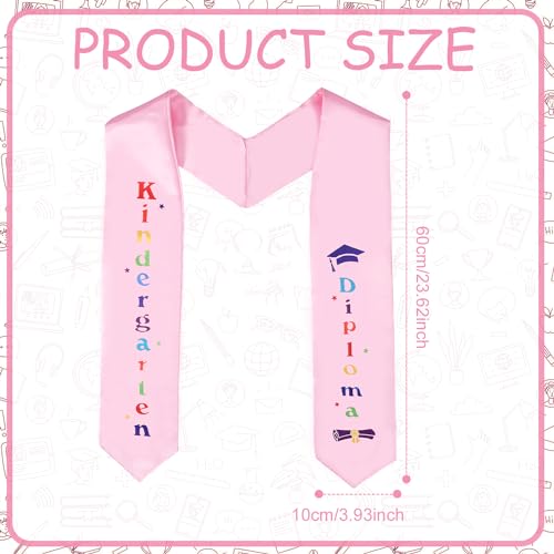 BOXOB Kids Graduation Stole, Double Sided Shiny Kindergarten Printed Graduate Sash Satin Preschool Graduation Stole2