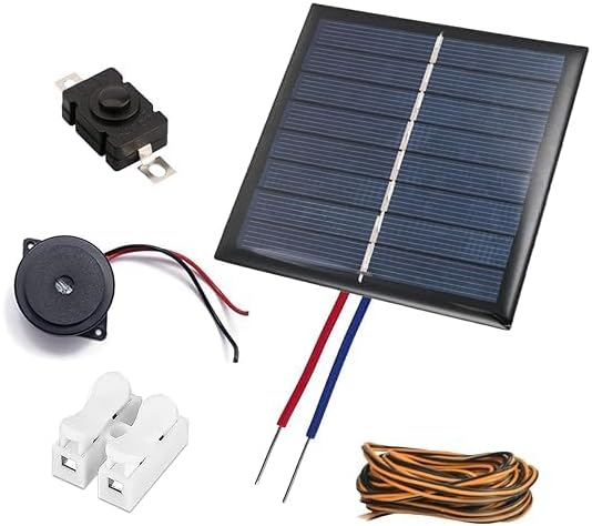 Monocrystalline Silicon SP Electron Solar Panel for Project with Buzzer, and Wires,Switch,Wire Connector Combo Solar Project Kit, 6 Volts