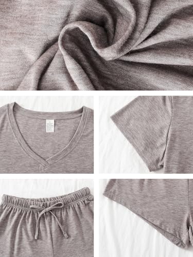 Image of VENTELAN Pajama Set For Women Cute PJS Summer Short Sleeve Shorts Sleepwear