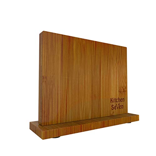 Kitchen Seven Knife Block Magnetic Knife Holder With 18 Powerful Magnetic Boards, 100% Pure Bamboo Large Capacity Knife Organizer Block, Double Side Strongly Magnetic Kitchen Utensil Display (Stand) #TOP1