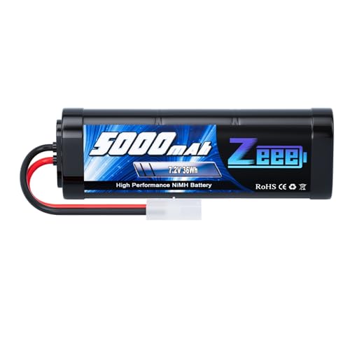 Zeee 7,2V 5000mAh NiMH Batterie RC avec Prise Tamiya pour Voiture RC Camion HPI Losi Kyosho RC Hobby