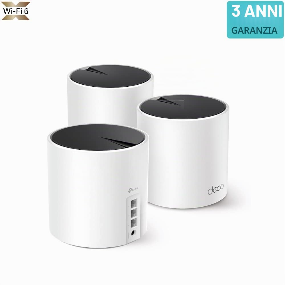 TP-Link Deco X55 AX3000 - Set di 3 sistemi Wi-Fi a rete completa, HE160, doppia banda con porte Gigabit, copertura fino a 2,5 m ², connessione fino a 150 dispositivi, funziona con Amazon Alexa,