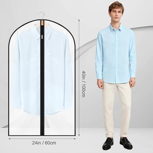 12 Pack Garment Bags 60 * 100cm, 40in PEVA Translucent Garment Covers, Suit Storage Bags, Dress Organizer Bags Used To Protect Shirts, Winter Coats, Jackets - Thumbnail 2