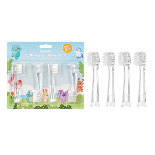 Papablic Replacement Toothbrush Heads Compatible with Papablic BabyHandy & Toddler Electric Toothbrushes (Aged 2-4) 4 Pack