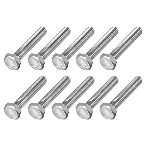 Image of METALLIXITY Hex Head Bolts (1 /4-20 x 1-1 /2 inch) 10Pcs, 304 Stainless Steel 18-8, Fully Threaded, External Hex Drive, Plain Finish, Hex Head Screw Bolt, Silver