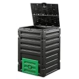 SUPER DEAL 120 Gallon Compost Bin, 450L Outdoor Garden Waste Composter with Flip-top Lid and Bottom Door, Large Capacity BPA Free Material for Fast Creation of Fertile Soil, Easy to Assemble, Black