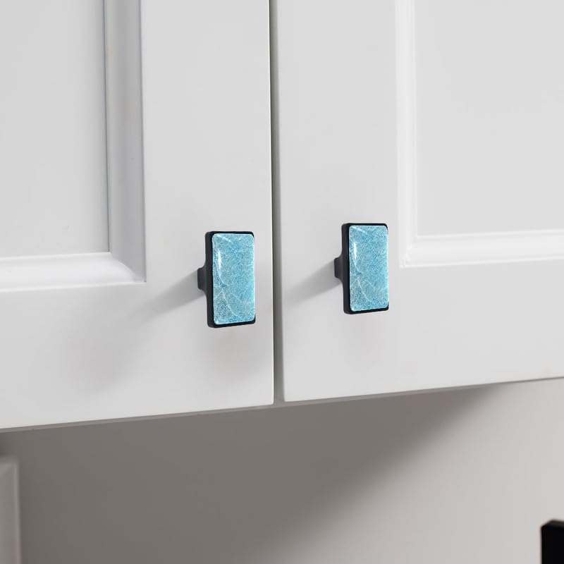 Miniatura 5 de LORVIES Paquete de 4 pomos decorativos de 1.65 pulgadas para gabinete, rectangulares de vidrio ABS con un solo agujero, manijas de puerta de cajón