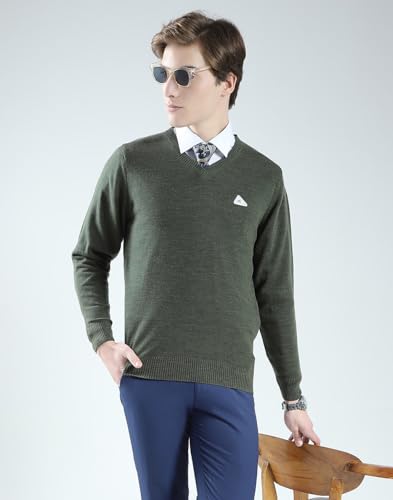 Image of Monte Carlo Men's Regular Fit Pullover | Solid V Neck Style | Full Sleeves Pull On | Warm & Stylish Winter Fashion Sweater | Winter Sweater for Men's
