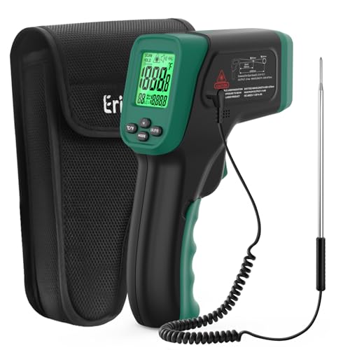 ERICKHILL Infrared Thermometer Gun, Dual Mode IR Laser Thermometer with -50°C~800°C and Meat Probe (-50°C~300°C), Non-Contact Digital Thermometer for Cooking, BBQ, and Industrial Use