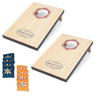 WOODENFUN cornhole enfant et adulte, 8 sacs et pieds pliables