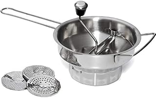 Bezrat Stainless Steel 2-Quart Food 3 Discs | Kitchen Mill for Mashing, Straining