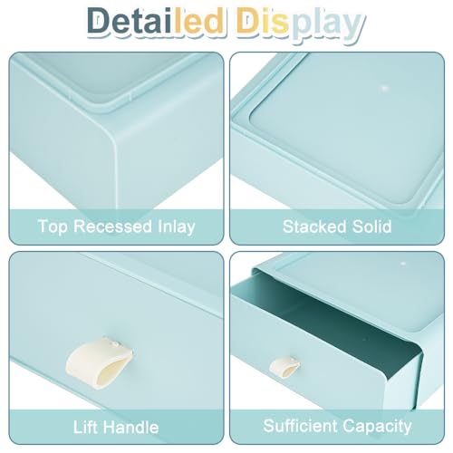 Schreibtisch Schubladenbox, Stapelbarer Organizer Drawer mit Etiketten, Große Kunststoff Office Bastel Aufbewahrungsbox für Schreibwaren, Schminke (4pcs 4 colour)