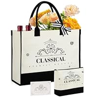 Women Canvas Tote Bag with Cosmetic and Integrated Zipper Pocket and Greeting Card, Personalized Present Bag, Suitable for Birthday, Mom Bag, Suitable for Beach Holidays, Birthday Gifts for Women